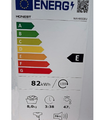 Lavadora HONEST High Efficiency 8kg, Blanca, A++ (E), Display WAH850EU