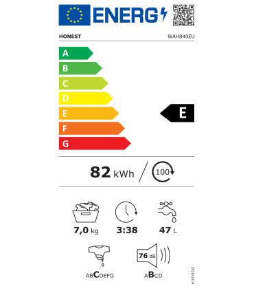 Lavadora HONEST High Efficiency 8 kg Blanca | Eficiencia y Ahorro
