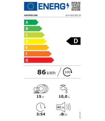 Lavavajillas KROMS 60 cm Inox A+++ | 6 Programas y Máxima Eficiencia