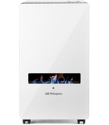 Estufa de Gas ORBEGOZO HBF120 - Llama Azul, Cristal Blanco 3800W