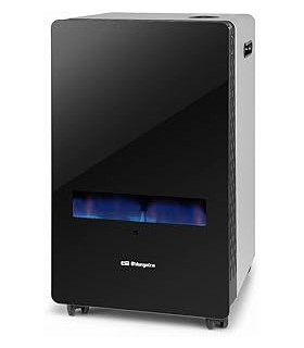 Estufa de Gas ORBEGOZO HBF100 - Llama Azul, Cristal Negro 3800