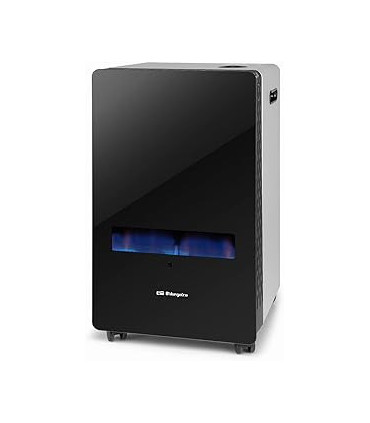 Estufa de Gas ORBEGOZO HBF100 - Llama Azul, Cristal Negro 3800